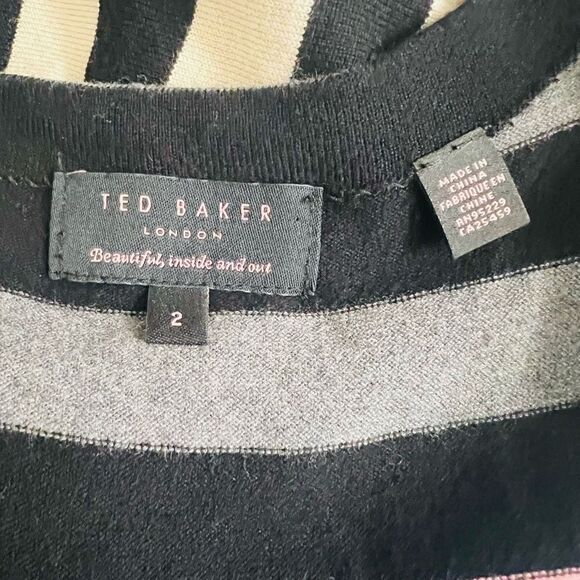 Ted Baker London Womens Black Multi Accordion Striped Knit Bodycon Dress Size 2 - Picture 6 of 8